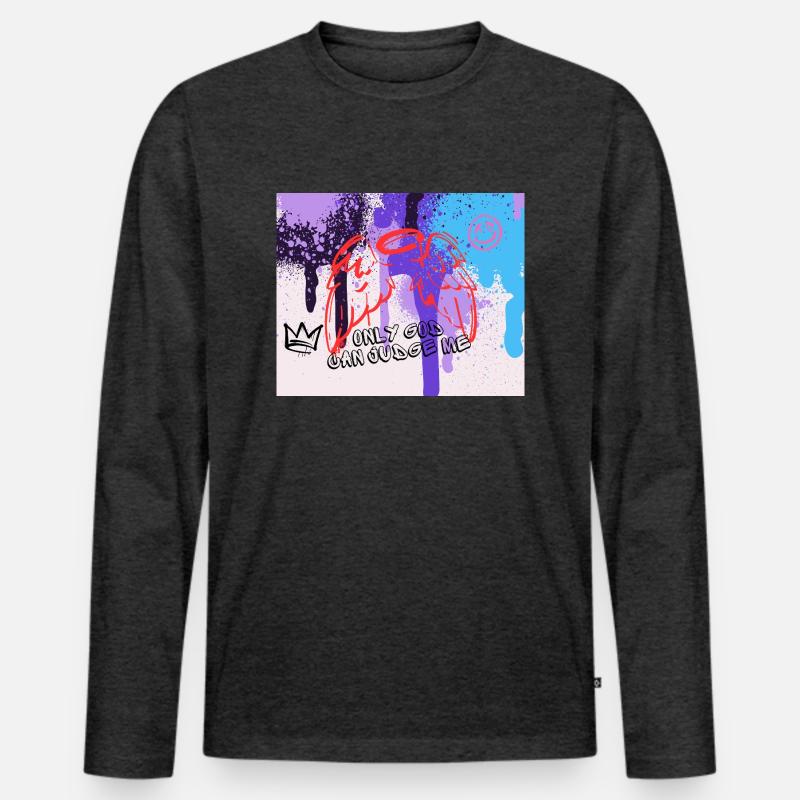 Devine Graffiti - Männer Premium Bio Langarmshirt - Anthrazit meliert