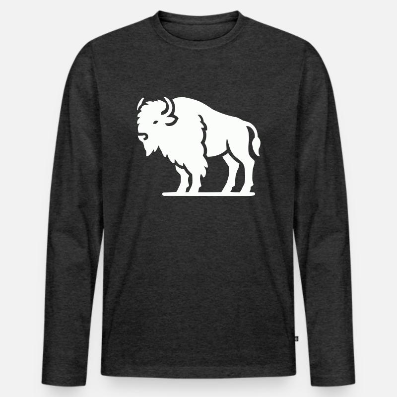 bison tier - Männer Premium Bio Langarmshirt - Anthrazit meliert