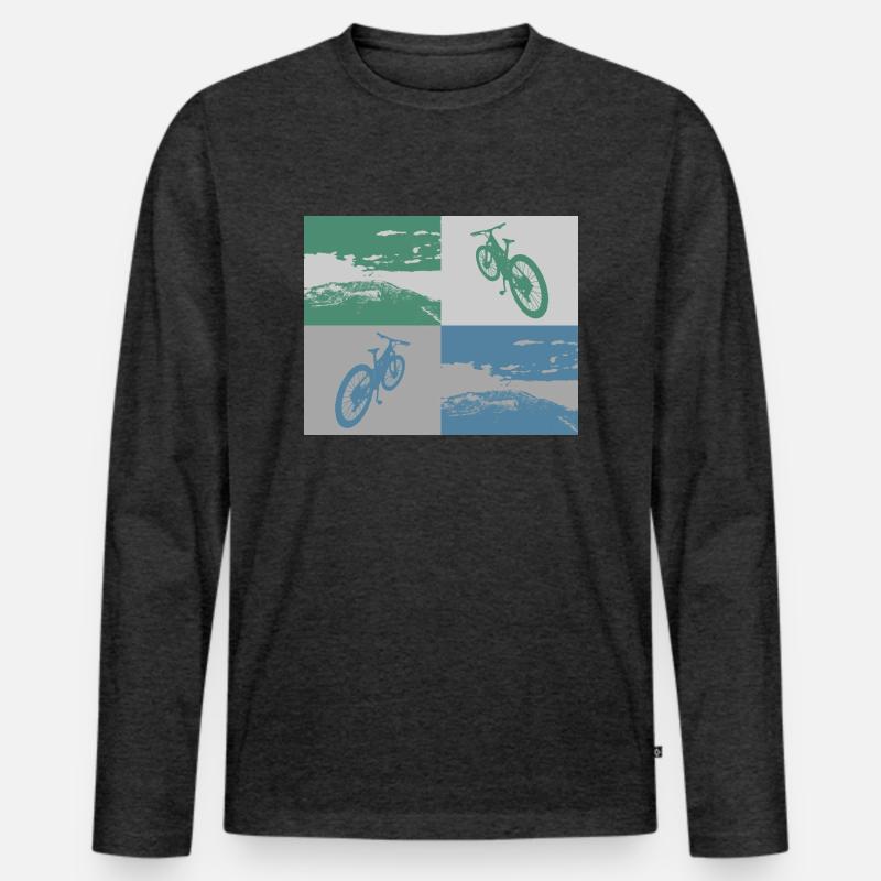 MTB Pop Art metallic - Männer Premium Bio Langarmshirt - Anthrazit meliert