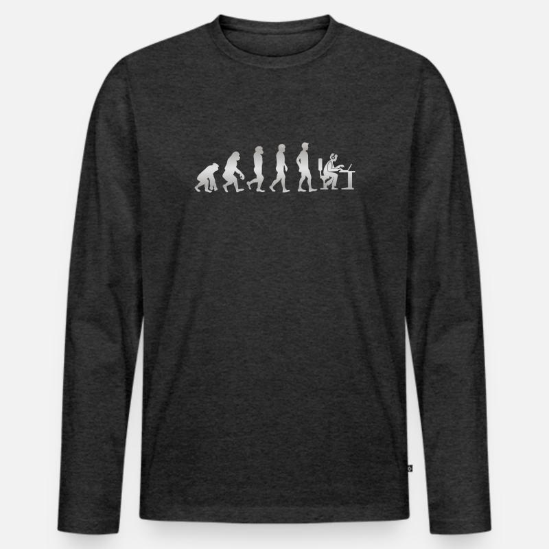 It's just Evolution - Gamer! - Männer Premium Bio Langarmshirt - Anthrazit meliert