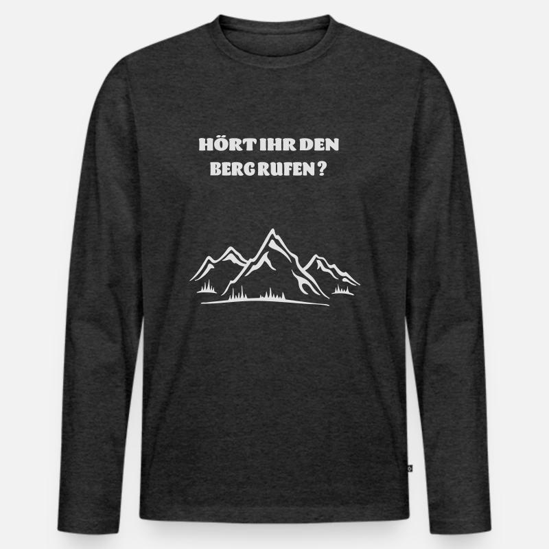 Berg ruft - Männer Premium Bio Langarmshirt - Anthrazit meliert