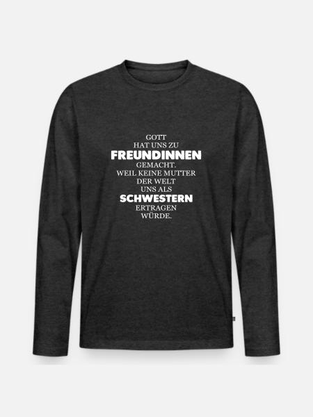 Freundinnen - Männer Premium Bio Langarmshirt - Anthrazit meliert