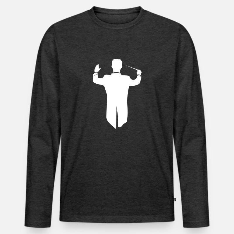 Dirigent - Männer Premium Bio Langarmshirt - Anthrazit meliert