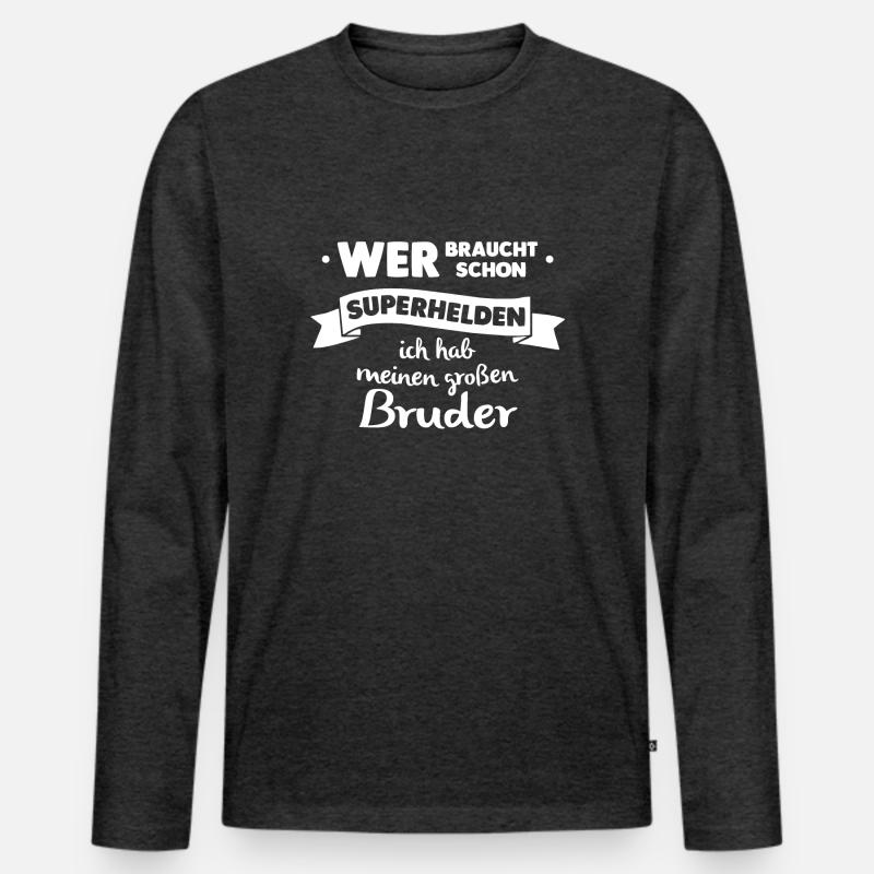 Superheld gr Bruder - Männer Premium Bio Langarmshirt - Anthrazit meliert