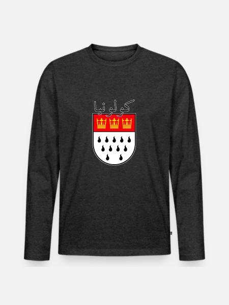 Köln arabisch Wappen - Männer Premium Bio Langarmshirt - Anthrazit meliert