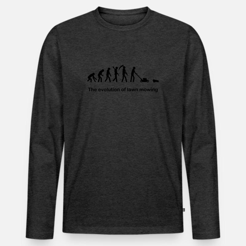Mowing the evolution - Männer Premium Bio Langarmshirt - Anthrazit meliert