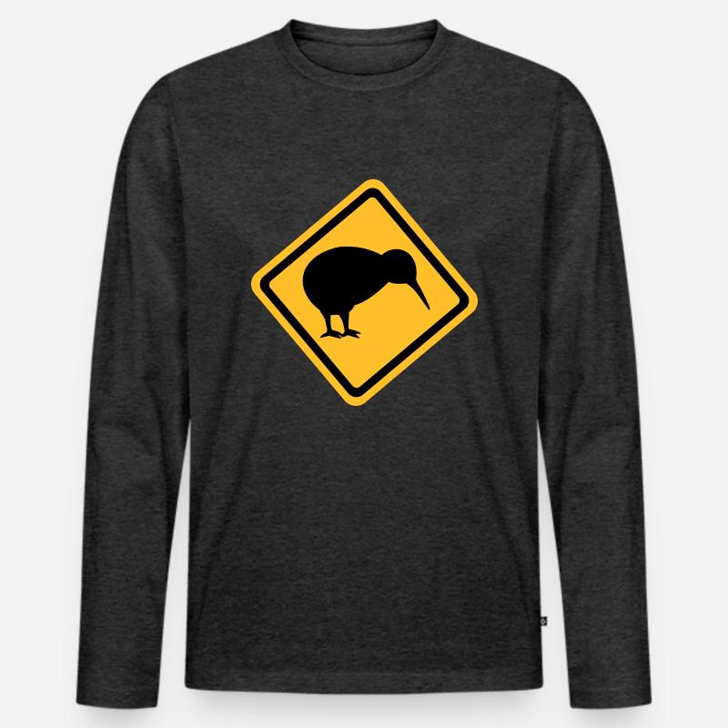 Kiwi - Männer Premium Bio Langarmshirt - Anthrazit meliert