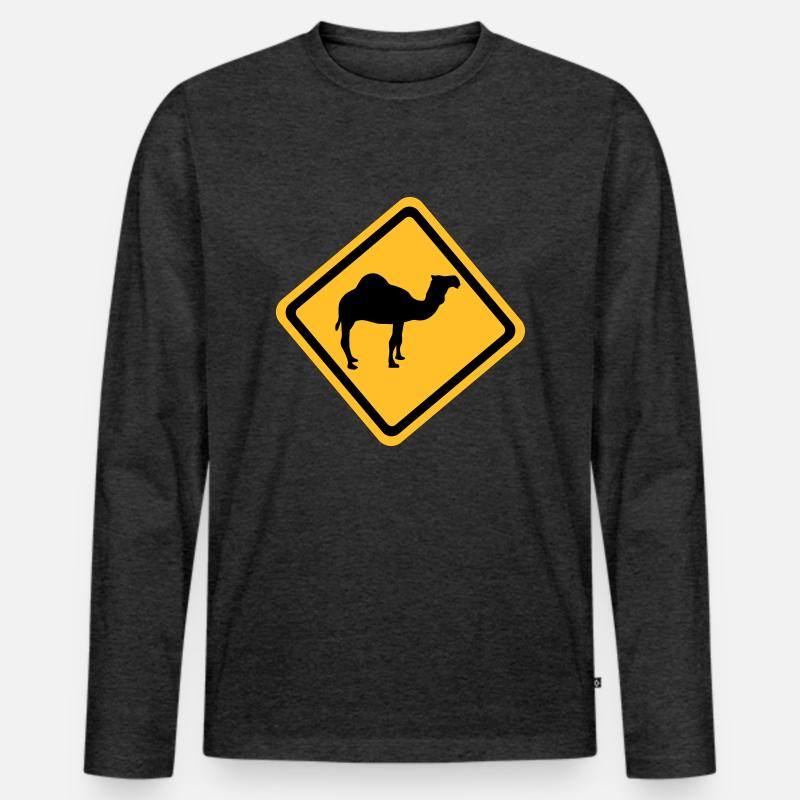 Kamel - Männer Premium Bio Langarmshirt - Anthrazit meliert