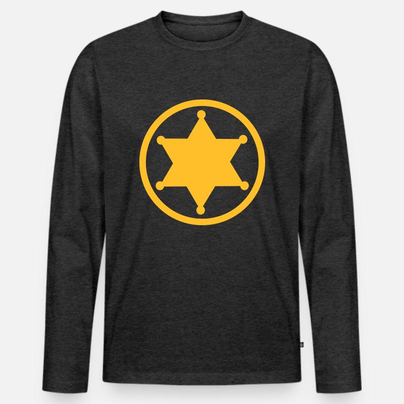 Sheriff - Männer Premium Bio Langarmshirt - Anthrazit meliert