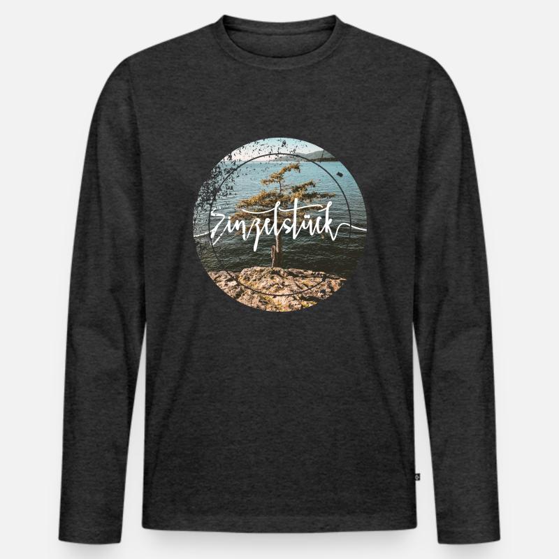 Einzelstück - Männer Premium Bio Langarmshirt - Anthrazit meliert