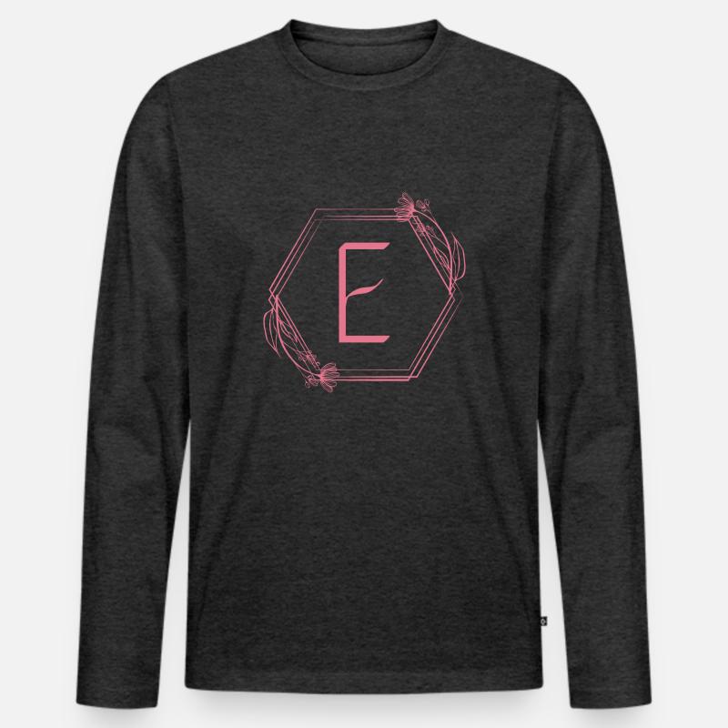 Buchstabe E - Männer Premium Bio Langarmshirt - Anthrazit meliert