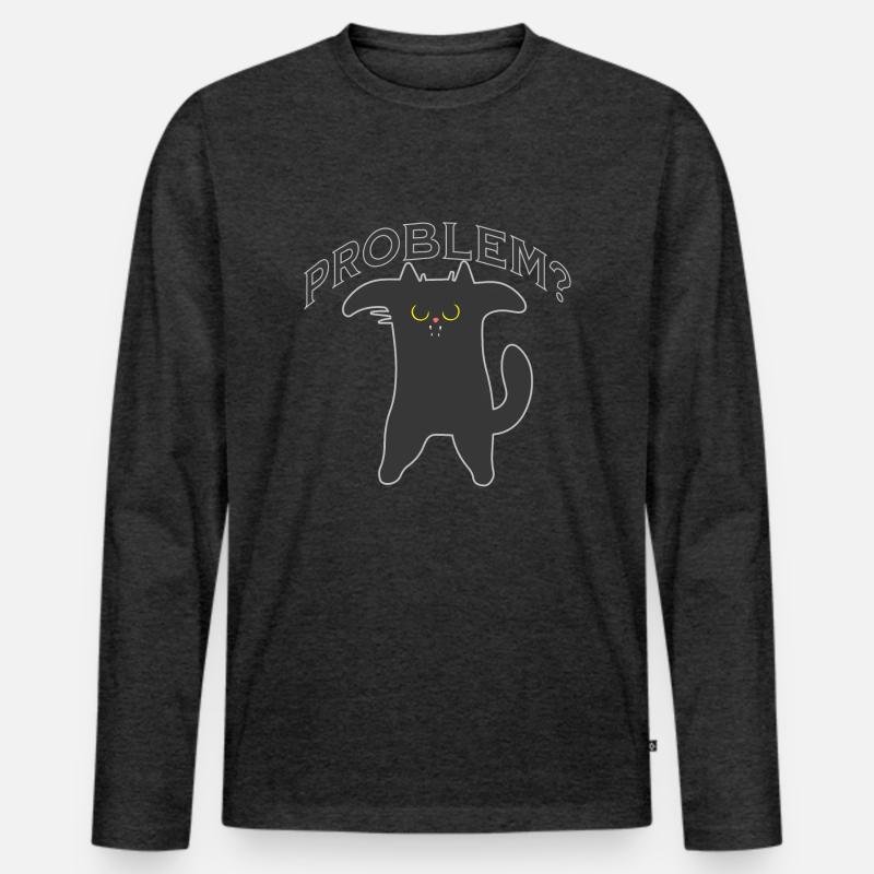 Katze Problem? - Katzenfreunde - Geschenk - Männer Premium Bio Langarmshirt - Anthrazit meliert