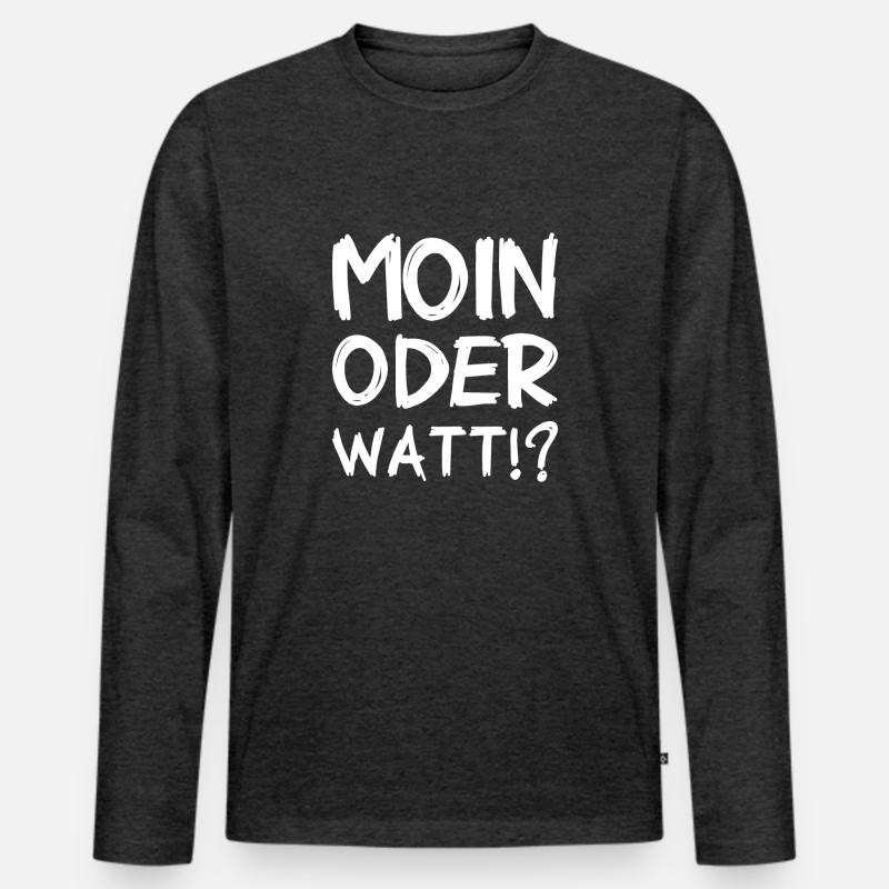 Moin oder Watt? - Männer Premium Bio Langarmshirt - Anthrazit meliert