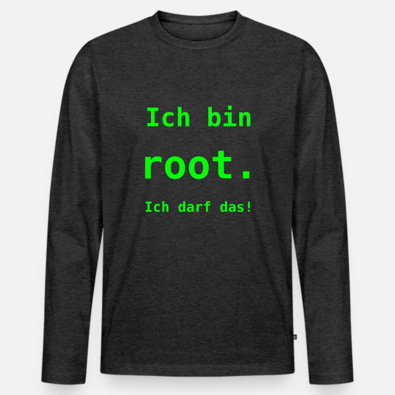 Ich bin root - Männer Premium Bio Langarmshirt - Anthrazit meliert