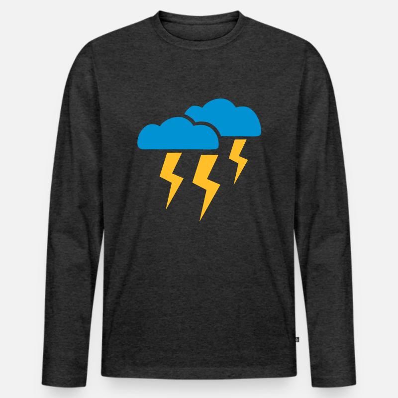 Gewitter - Männer Premium Bio Langarmshirt - Anthrazit meliert
