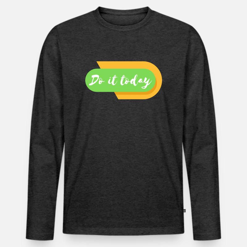 Do it today - Männer Premium Bio Langarmshirt - Anthrazit meliert