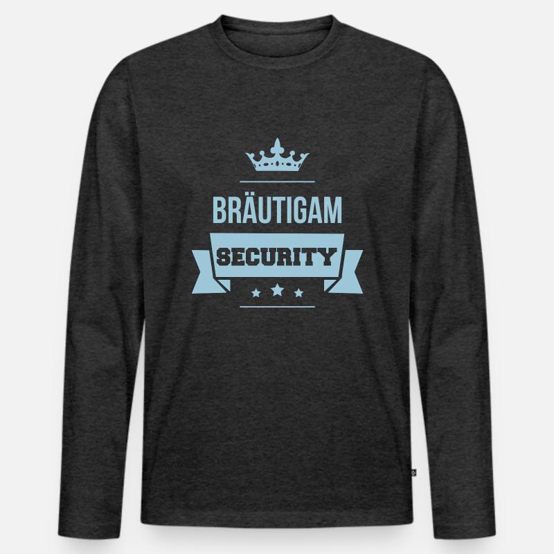 Bräutigam Security - Männer Premium Bio Langarmshirt - Anthrazit meliert