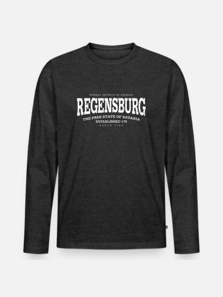 Regensburg (white oldstyle Edt. '13) - Männer Premium Bio Langarmshirt - Anthrazit meliert