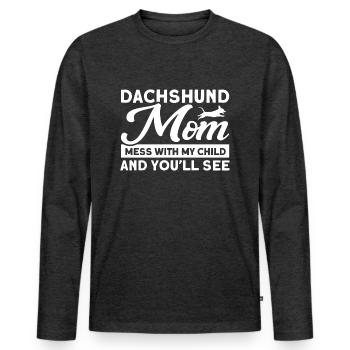 Dackel Dackel Dackel Mama Dackel Haustier - Männer Premium Bio Langarmshirt - Anthrazit meliert - Vorne - Nico (187cm)