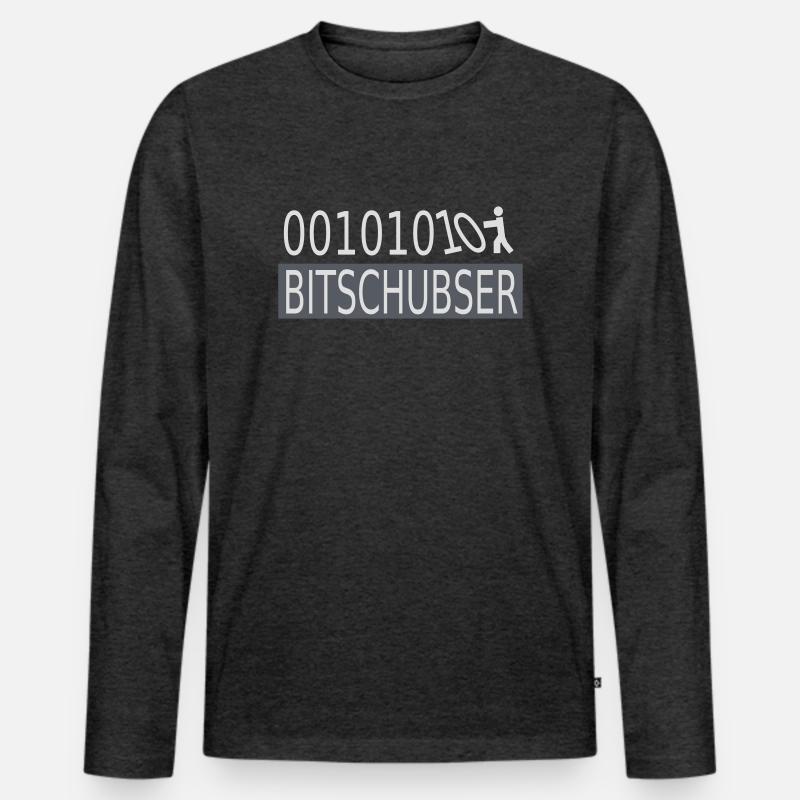 Bitschubser - Männer Premium Bio Langarmshirt - Anthrazit meliert