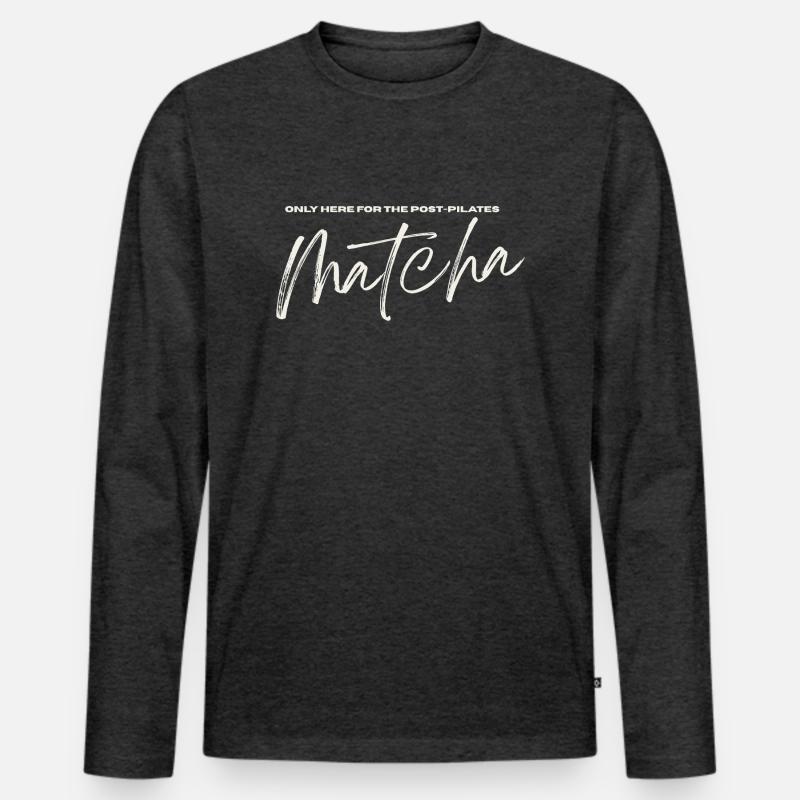 Post Pilates Matcha - Männer Premium Bio Langarmshirt - Anthrazit meliert