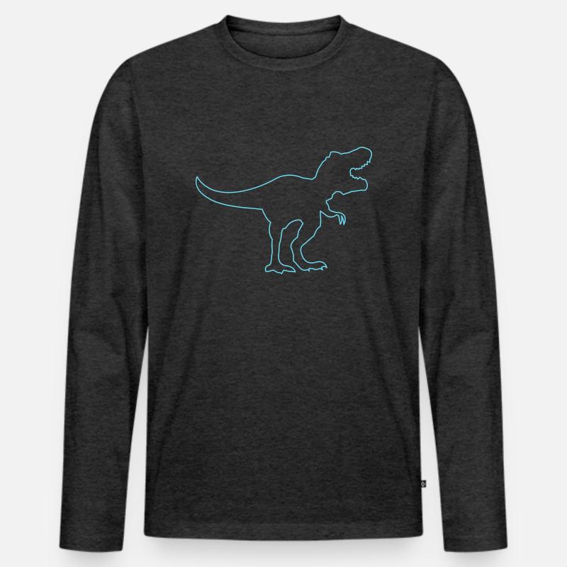 dinosaurier trex - Männer Premium Bio Langarmshirt - Anthrazit meliert