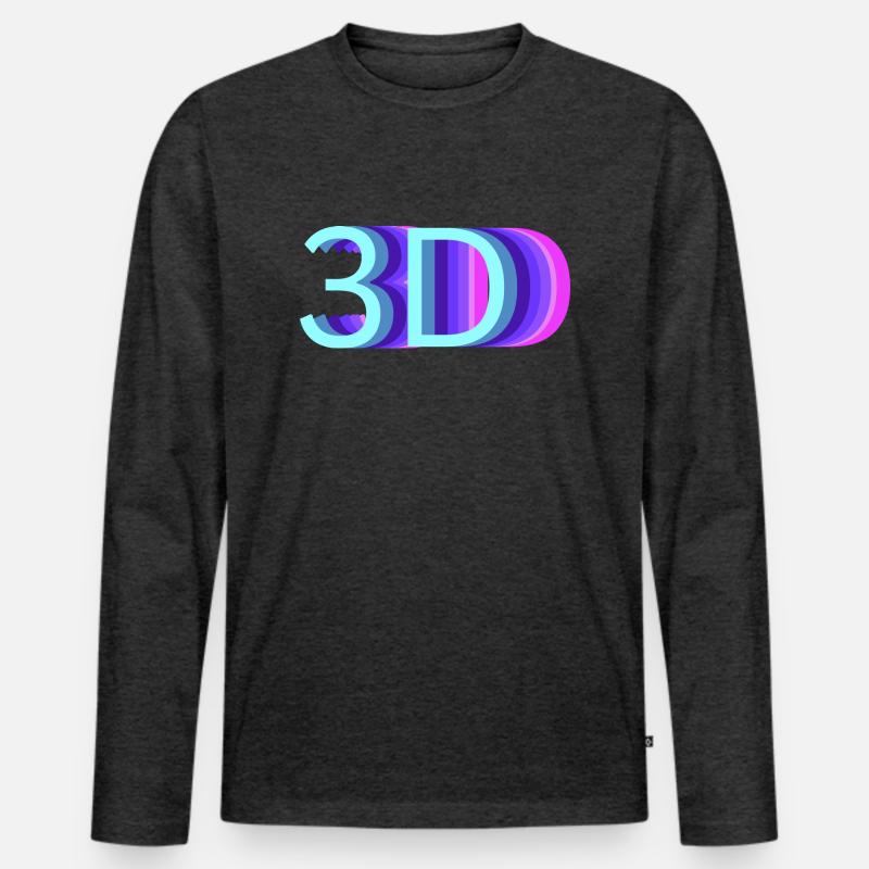3DDD - Männer Premium Bio Langarmshirt - Anthrazit meliert