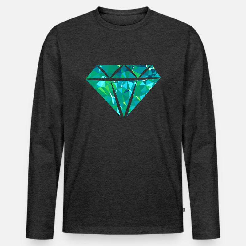 Diamond (Low Poly) - Männer Premium Bio Langarmshirt - Anthrazit meliert