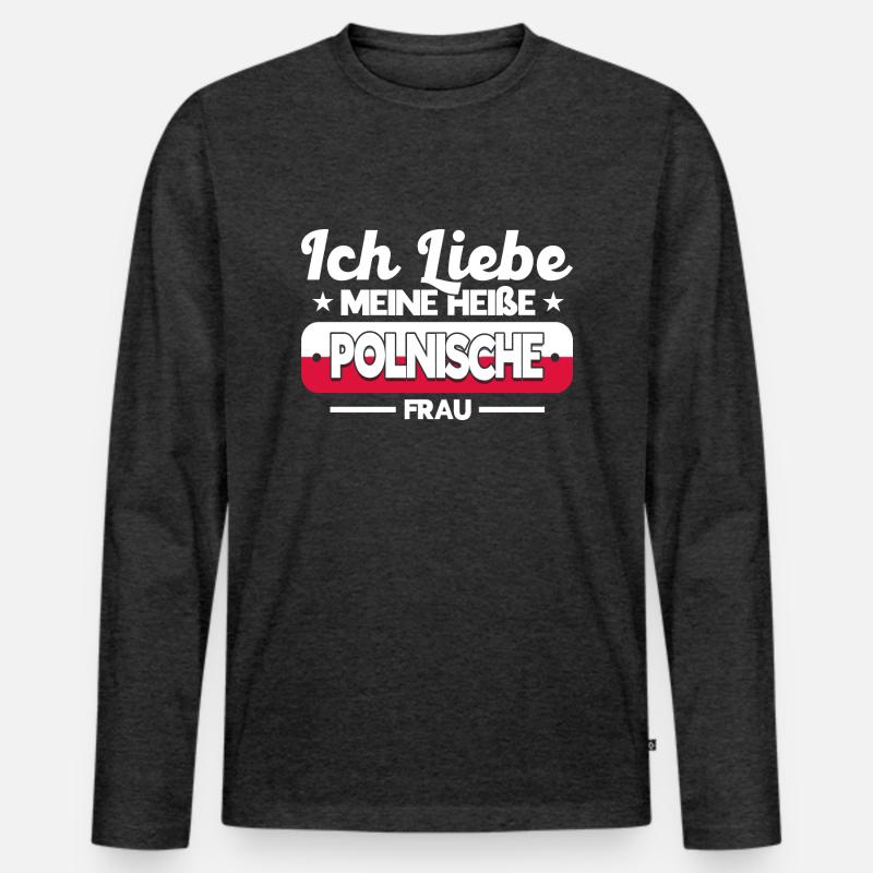 Polnisch Polski Polen Geschenk - Männer Premium Bio Langarmshirt - Anthrazit meliert