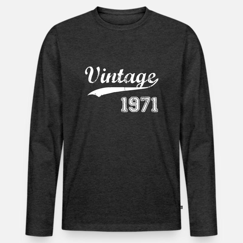 1971 - Männer Premium Bio Langarmshirt - Anthrazit meliert