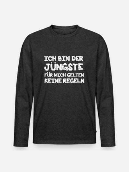 Ich bin der Jüngste - Männer Premium Bio Langarmshirt - Anthrazit meliert