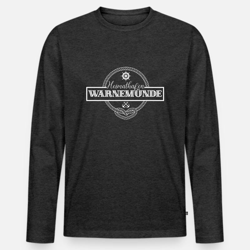 Heimathafen Warnemünde - Männer Premium Bio Langarmshirt - Anthrazit meliert
