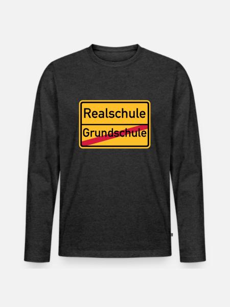 Realschule - Männer Premium Bio Langarmshirt - Anthrazit meliert