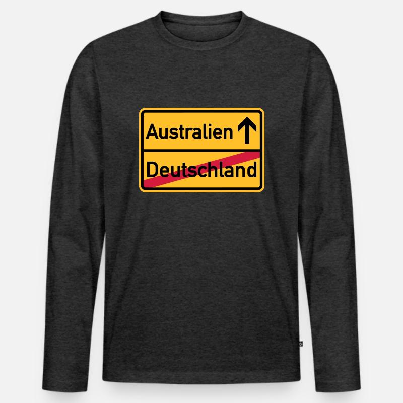 Australien - Männer Premium Bio Langarmshirt - Anthrazit meliert