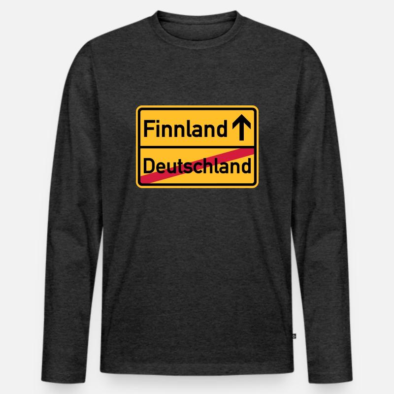 Finnland - Männer Premium Bio Langarmshirt - Anthrazit meliert