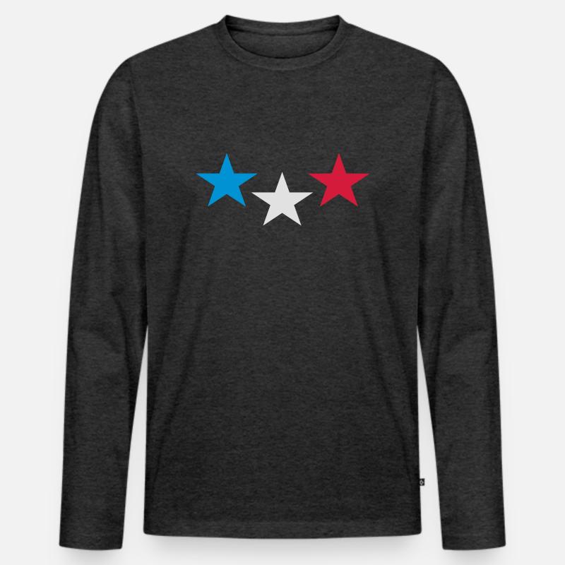 frankreich - Männer Premium Bio Langarmshirt - Anthrazit meliert
