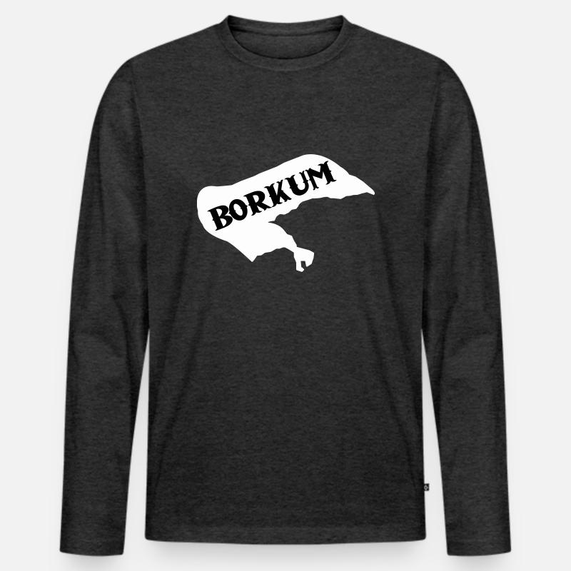 borkum insel - Männer Premium Bio Langarmshirt - Anthrazit meliert