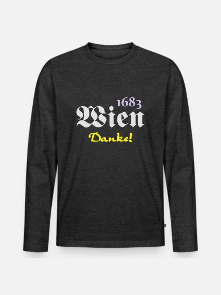1683 Wien - Danke (3) - Männer Premium Bio Langarmshirt - Anthrazit meliert