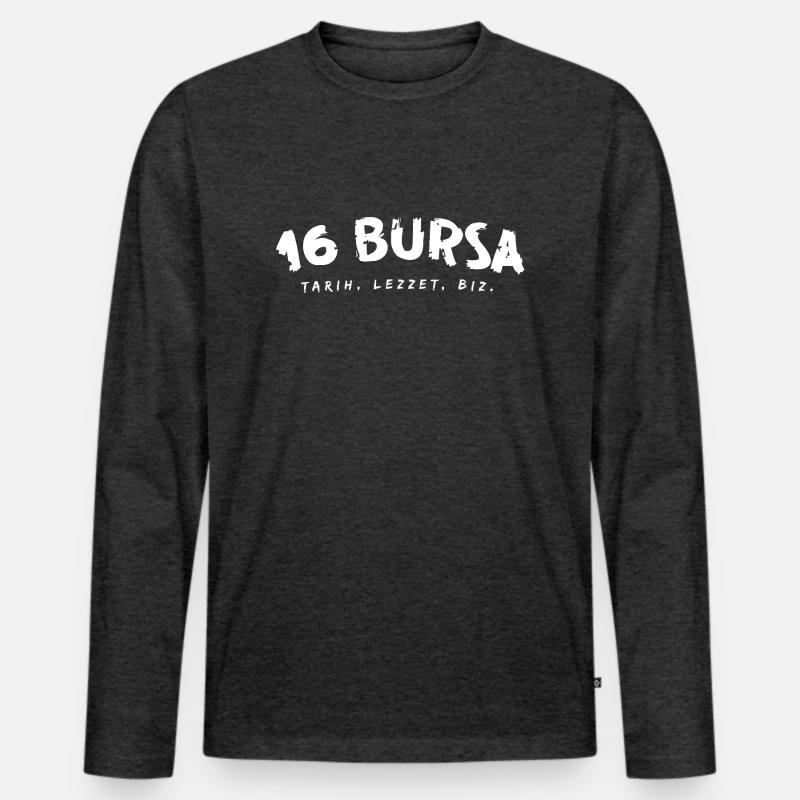 16 Bursa - Männer Premium Bio Langarmshirt - Anthrazit meliert
