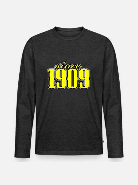 since 1909 (yellow) - Men's Premium Organic Long Sleeve Shirt - heather anthracite