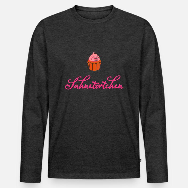Sahnetörtchen - Männer Premium Bio Langarmshirt - Anthrazit meliert
