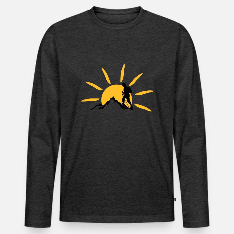 Freizeit - Berge Wanderer - Männer Premium Bio Langarmshirt - Anthrazit meliert