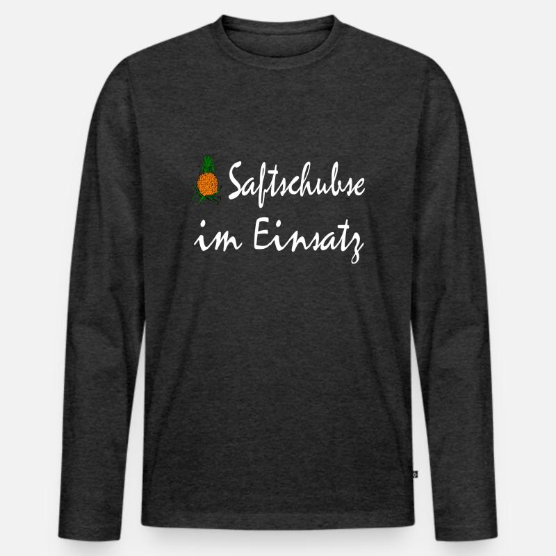 Saftschubse im Einsatz - Männer Premium Bio Langarmshirt - Anthrazit meliert