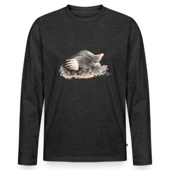 Maulwurf - Männer Premium Bio Langarmshirt - Anthrazit meliert - Vorne - Nico (187cm)