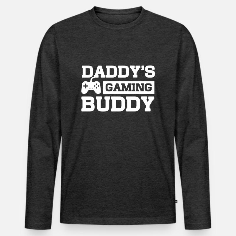 Daddys Gaming Buddy - Männer Premium Bio Langarmshirt - Anthrazit meliert