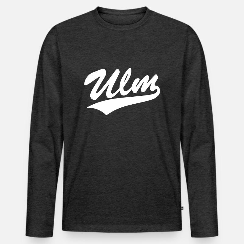 Ulm Baseball Style - Männer Premium Bio Langarmshirt - Anthrazit meliert