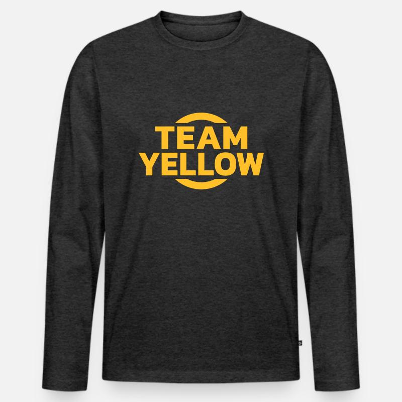 Team Yellow - Männer Premium Bio Langarmshirt - Anthrazit meliert