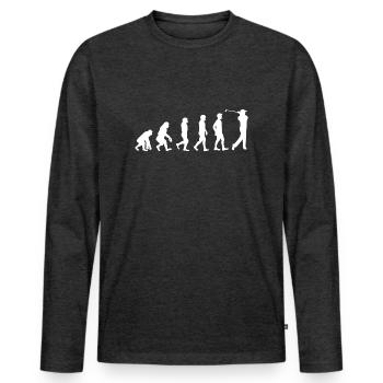 Golfer Golf Evolution Entwicklung Golfschläger - Männer Premium Bio Langarmshirt - Anthrazit meliert - Vorne - Nico (187cm)