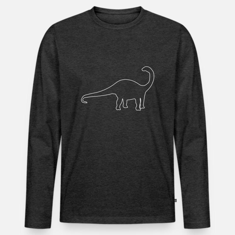 Dinosaurier Apatosaurus - Männer Premium Bio Langarmshirt - Anthrazit meliert