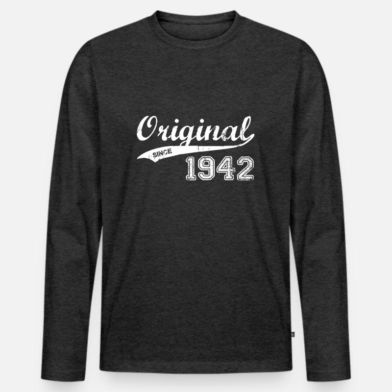1942 - Männer Premium Bio Langarmshirt - Anthrazit meliert